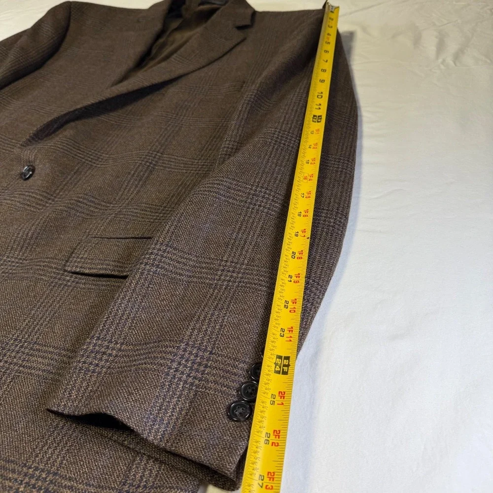 Ralph Lauren Brown Glen Plaid Wool Blend Sport Coat Natural Stretch Men's‎ 48L